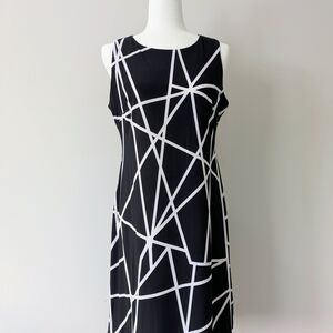 Tommy Hilfiger Geometric Black and White Sleeveless Dress
